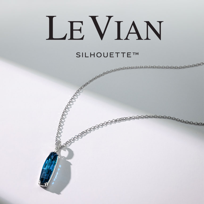 An Elongated Blue Topaz Necklace with 14K White Gold from the Le Vian Silhouette Collection