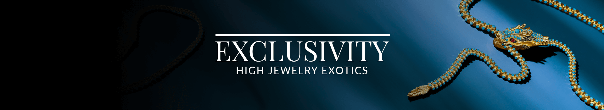 Elaborate gold and turquoise dragon necklace resting on a satin blue surface, from Le Vian’s High Jewelry Exotics collection.