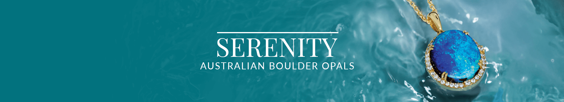 Close-up of a vibrant blue Australian boulder opal pendant set in gold with diamond accents, resting on shimmering water, from Le Vian’s Serenity collection.