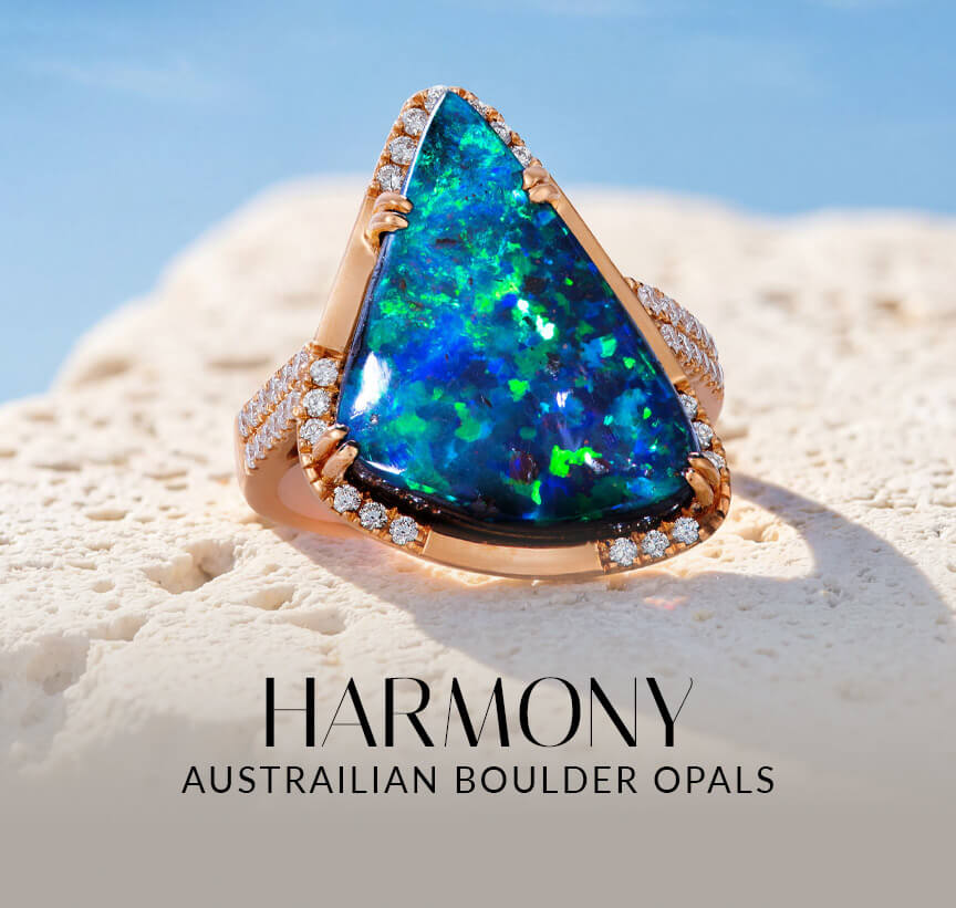 Le Vian® Australian Boulder Opal ring with vivid blue-green color play and diamond accents.