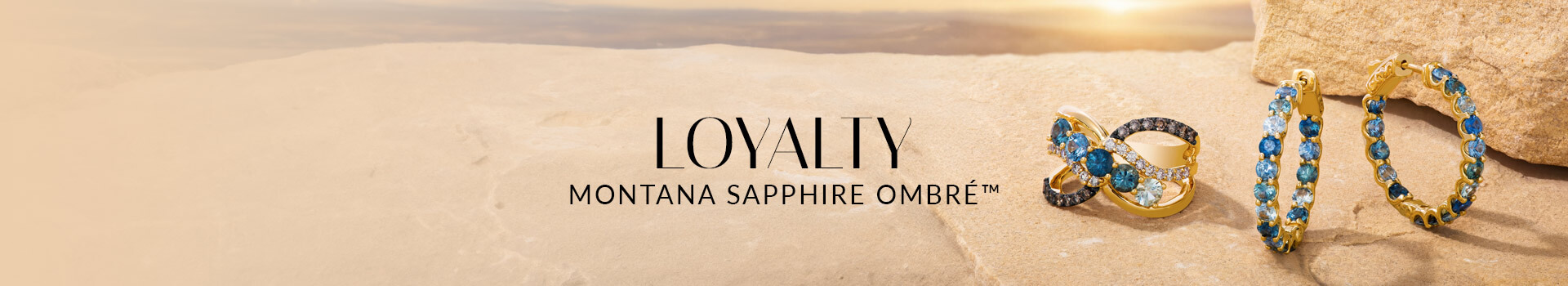 Le Vian® Montana Sapphire Ombré™ ring and hoop earrings in gold with blue gradient sapphires.